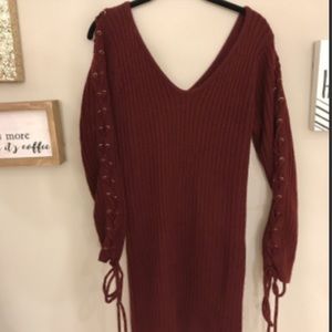 fashion nova medium thick lace up sweater